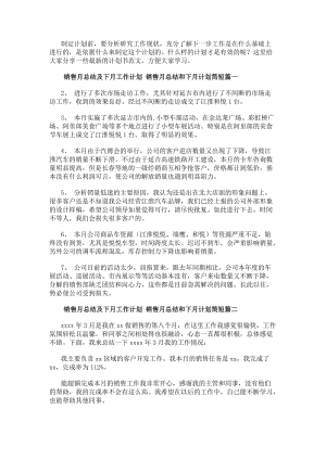 銷售月總結及下月工作計劃銷售月總結和下月計劃簡短(七篇)(專業版)