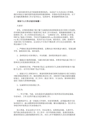 財務(wù)個人工作計劃及目標(biāo)個人財務(wù)工作計劃及目標(biāo)(匯總8篇)(存儲版)
