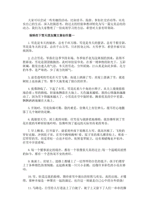 獨特的下雪天朋友圈文案創作（實用19篇）(更新版)