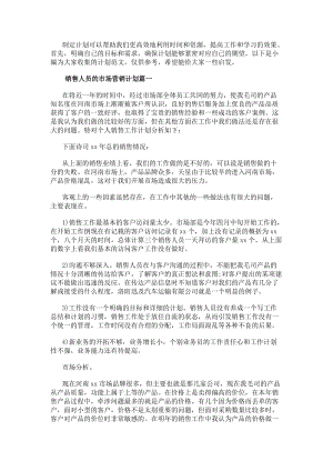 銷售人員的市場(chǎng)營銷計(jì)劃（模板21篇）(已改無錯(cuò)字)
