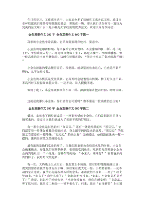 金魚觀察作文200字金魚觀察作文600字優(yōu)秀(編輯修改稿)