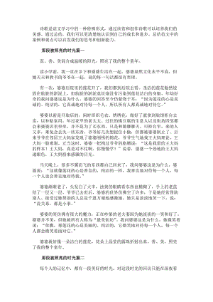 那段被照亮的時光（模板17篇）(參考版)