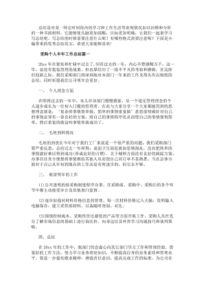 采購個人半年工作總結(大全15篇)(專業版)