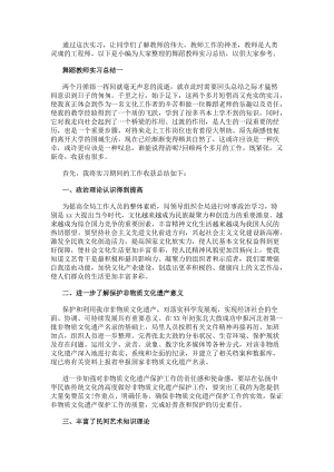 舞蹈教師實習總結(更新版)
